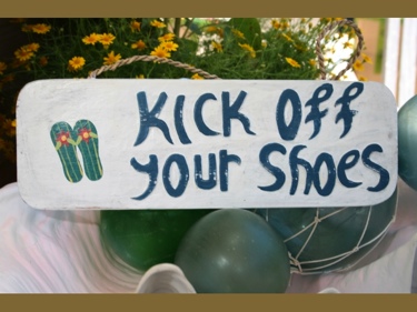 Kick Off Your Shoes Beach Sign 14 Rustic White Blue Nautical Decor