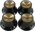 Knob Vintage Top Hat Black with Gold Top 2 Tone 2 Volume pkg 4