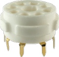 Socket 8 Pin Octal Ceramic PC Mount Gold Pins 