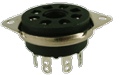 Socket 8 Pin Octal Saddle Plate Black Bottom Mount