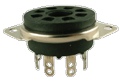 Socket 8 Pin Octal Saddle Plate Black Top Mount