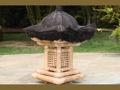 TIGER BAMBOO LANTERN W  COCONUT HUSK ROOF OUTDOOR LIGHT 2.5 FOOT