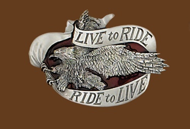 Live to Ride Belt Buckle 3-3/4 x 2-3/4