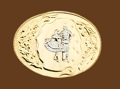 Gold Buckle with Silver Square Dancers 3-3/8 x 2-1/2