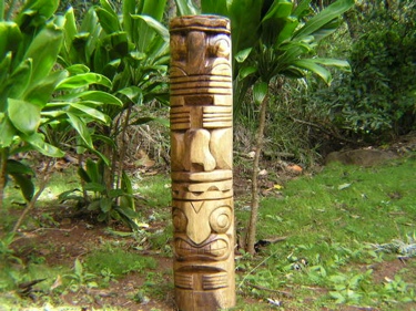 Tahitian Tiki Totem 4 Feet Love Prosperity Natural Acacia
