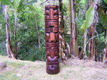 COLUMN TAHITIAN TIKI TOTEM 4 FEET LOVE PROSPERITY NATURAL ACACIA