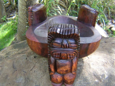 SCORPION TIKI BOWL 12 STAINED ACACIA KOA HAND CARVED