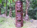 DOUBLE HEADED MASK 39 STAINED ACACIA WOOD LOVE PROSPERITY