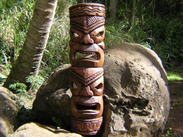 Double Headed Mask 39 Acacia Wood Ocean Tiki