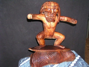 TIKI KUKA' ILIMOKU SURFING HAND CARVED IN HAWAII