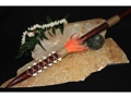 Hawaiian Spear 3 Ft W 12 Shark Teeth Rooster Feathers