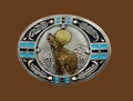 Southwestern Howling Wolf Belt Buckle 3-1/4 x 2-1/2