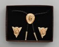 Bolo Tie & Collar Tip Boxed Set - Gold Hat & Austrian Crystals