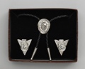Bolo Tie & Collar Tips Boxed Set - Silver Hat & Austrian Crystals