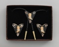 Bolo Tie & Collar Tip Boxed Set - Gold Boots & Austrian Crystal on Black