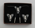 Bolo Tie & Collar Tip Boxed Set - Silver Boot & Austrian Crystals