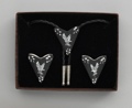 Bolo Tie & Collar Tip Boxed Set- Silver Eagle on Black