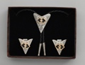 Bolo Tie & Collar Tip Boxed Set - Interlocking Squares & Austrian Crystal