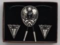 Bolo Tie & Collar Tip Boxed Set - German Silver & Black Onyx Stones