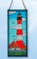 17.5 x 7.5 Red Horz. Stripe Stain Glass Lighthouse Decor