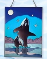 24 Inch x 18 Inch Whale Stain Glass Lighthouse Decor