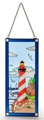 17.5 Inch x 7.5 Inch Red Barber Pole Stripe Stain Glass Lighthouse Decor