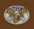Eagle with American Flags Belt Buckle 3-1/8 x 2-1/4