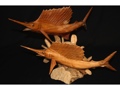 BLUE MARLIN FAMILY HAND CARVED ACACIA KOA SEA LIFE decor