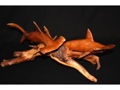 HAMMER HEAD SHARKS FAMILY HAND CARVED ACACIA KOA SEA LIFE decor