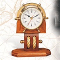 Brass Wheel Clock With Base 8.75 x 4.25 x 11 Nautical Decor