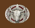 Steerhead Belt Buckle Red Enamel 3-1/4 x 2-1/2