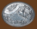 Wr Belt Buckle - Bullrider & Banner 4 x 3-1/4
