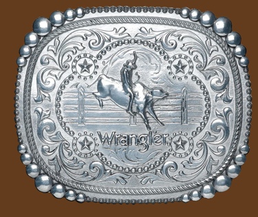 Wr Belt Buckle - Bullrider with fence 4 x 3-1/2
