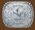 Wr Belt Buckle - Bullrider with fence 4 x 3-1/2
