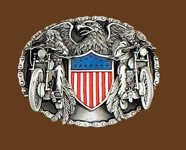 Motorcycles & Eagle Belt Buckle 3 x 2-1/4