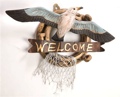 12 Inch x 10 Inch Wooden Seagull Welcome Sign Nautical Decor