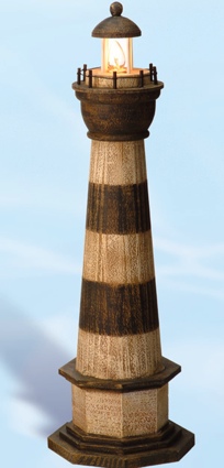 22 Inch Mini Wood With Light Black Lighthouse Decor