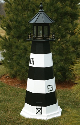6 Foot Wooden Bodie Island Painted Wooden Lighthouse
