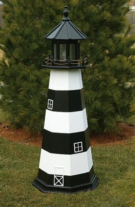 6 Foot Wooden Cape Canaveral Painted Wooden Lighthouse
