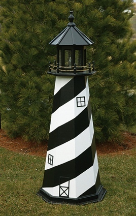 6 Foot Wooden Cape Hatteras Painted Wooden Lighthouse