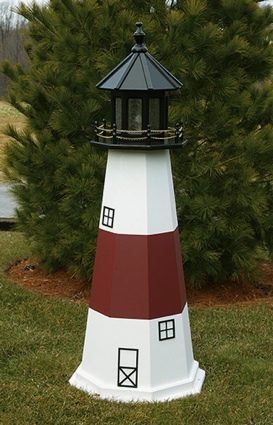 6 Foot Wooden Montauk Painted Wooden Lighthouse