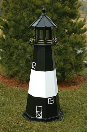 6 Foot Wooden Tybee Island Painted Wooden Lighthouse