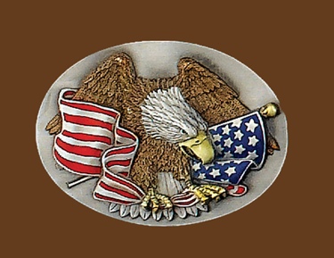 Eagle & USA Flag Belt Buckle 3 x 2-1/2