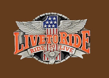 Live to Ride Belt Buckle 3-1/4 x 2-1/4