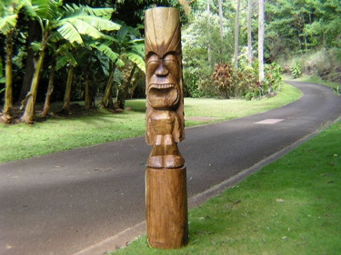 CARVED TIKI TOTEM 5.3 FOOT LOVE TIKI ACACIA WOOD TROPICAL decor