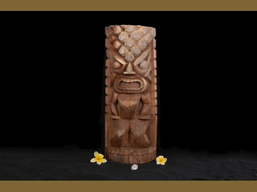 CARVED TIKI TOTEM 26 OCEAN TIKI ACACIA WOOD TROPICAL decor