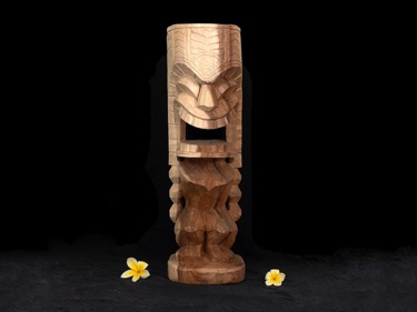 CARVED TIKI TOTEM 26 KU TIKI ACACIA WOOD TROPICAL decor