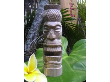 Oahu Tiki Totem 8 Natural Hibiscus Pineapple Tropical Accent